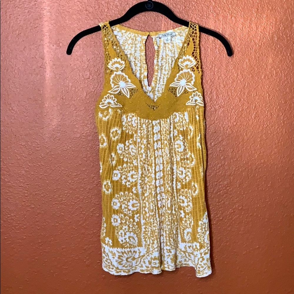 Lucky Brand Boho Tank Top Crochet Detail